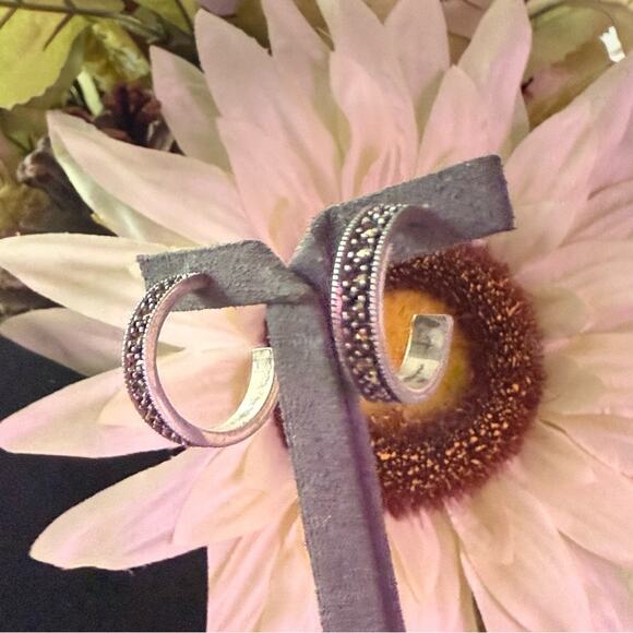 Judith Jack 925 Sterling Silver Hoop Earrings - Picture 6 of 13